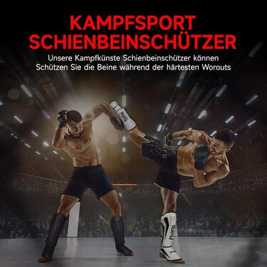 Шкарпетки для захисту гомілки FIVING Kapfsport – з підкладкою, регульовані, захист від розтягування, підходять для Taekwondo/Mixed Kapfsport, тренувань та спарингу (M, Чорний)