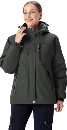 Жіноча зимова куртка YSENTO: водонепроникна, для катання на лижах, софтшелл, флісова, функціональна з капюшоном, темно-сіра