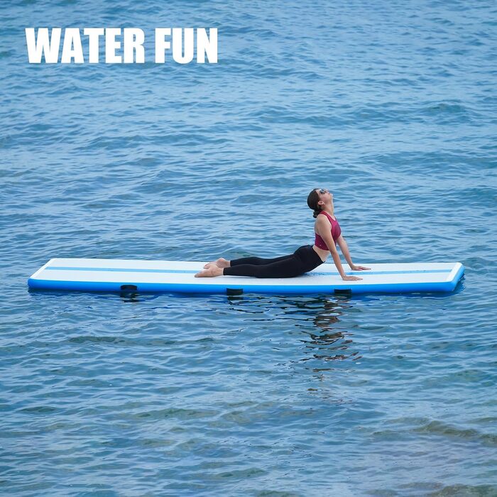 Надувний гімнастичний мат Tuxedo Sailor Airtrack: 2M/3M/4M, 10см, надувна, з електронасосом, для дому/залу/черепісток/йоги, блакитна 300 x 100 x 10 см