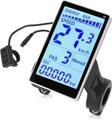 Велокомп'ютер цифровий, водонепроникний, LCD, 24V-60V, 6-ядерний, для керма 2.2см