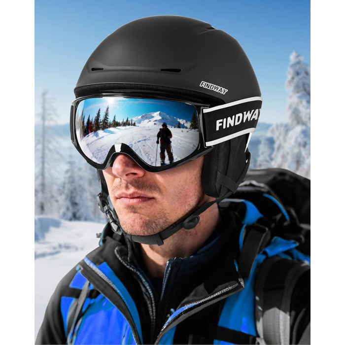Шолом гірськолижний Findway для чоловіків та жінок, унісекс, з вентиляцією, для катання на лижах/сноуборді, розмір L (59-63 см), колір чорний