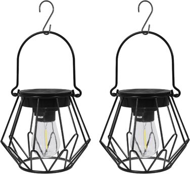 Сонячні лампи для саду на сонячних батареях, 2 шт. Водонепроникні металеві ліхтарі для вулиці, LED, IP65, чорний, V-подібні