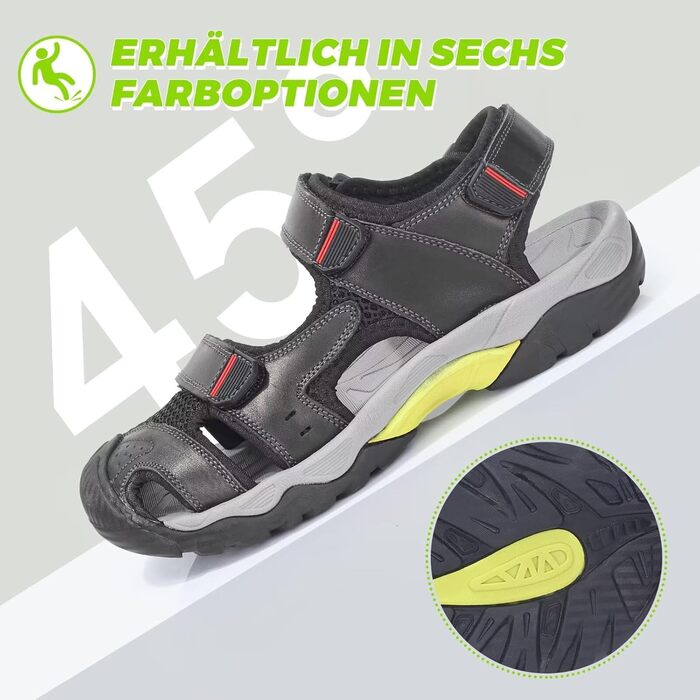 Чоловічі спортивні сандалії VisionReast для хайкінгу та активного відпочинку. Чорні сандалі для туризму та подорожей, 41 EU, з клямкою.