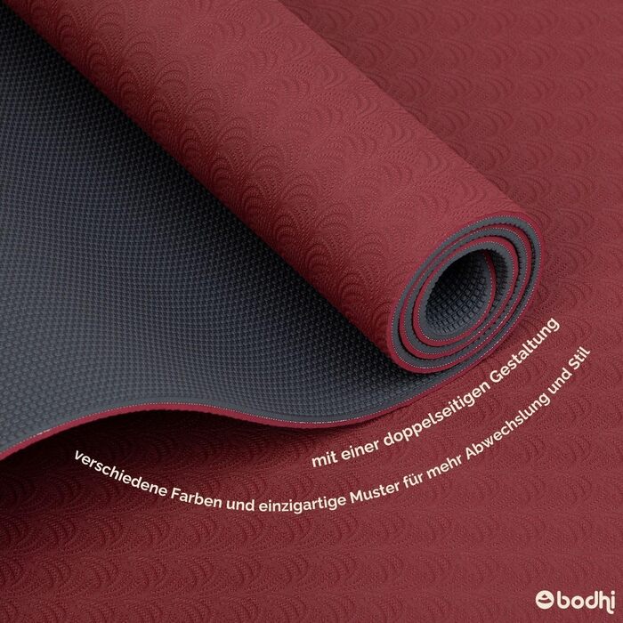 Килимок для йоги Bodhi Lotus Pro | Антиковзкий килимок для фітнесу, гімнастики, пілатесу | Килимок для тренувань, гімнастики та йоги | Гіпоалергенний килимок темно-зеленого/зеленого кольору (темно-червоний/антрацит)