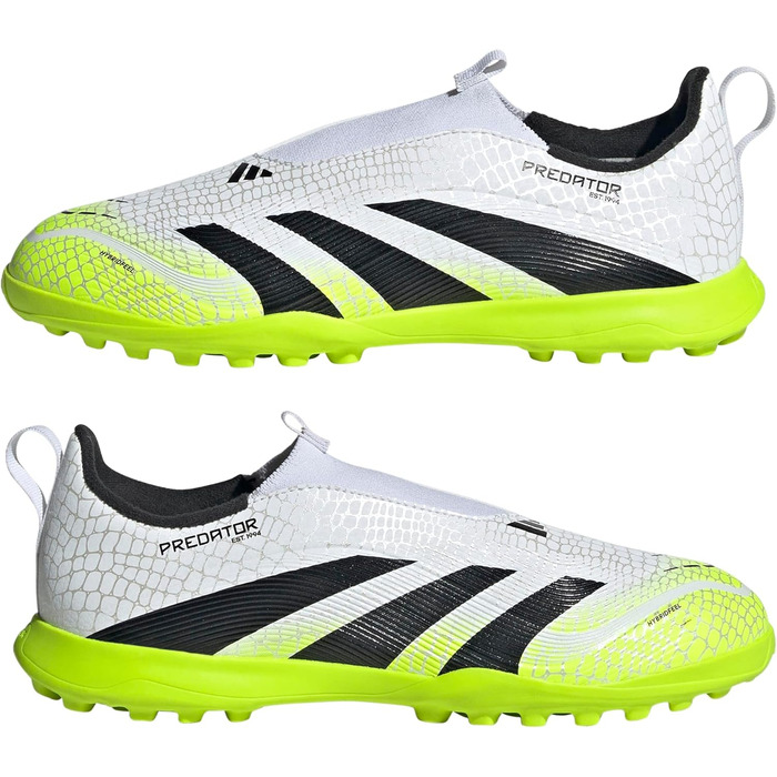 Дитячі футбольні бутси adidas Predator League без шнурівків для газону, розмір 35.5 EU, кольори: білий, чорний, лимонний