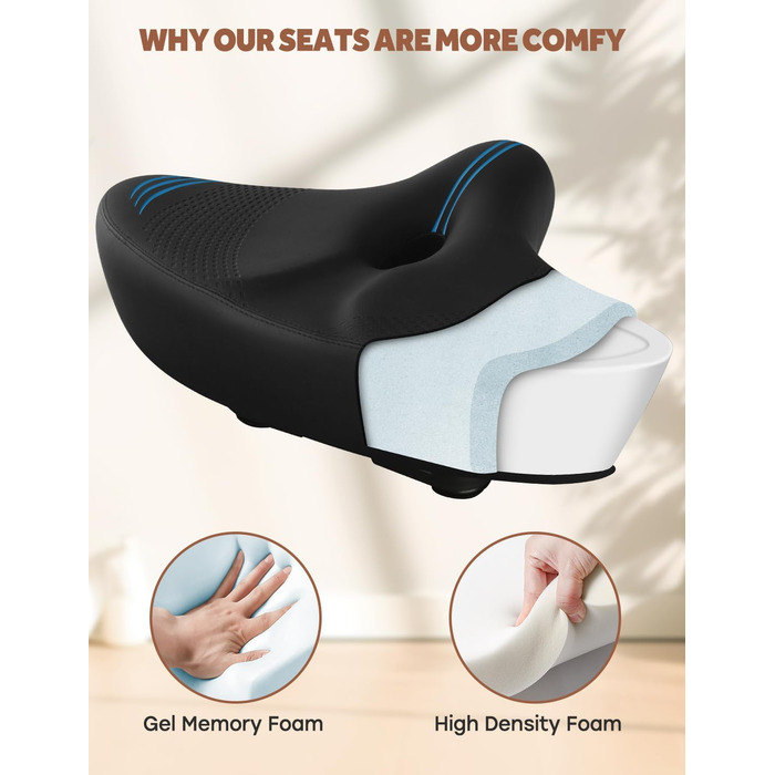 Надвелике велосипедне сидіння для Peloton Bike & Bike+ – комфортне замінне сидіння для чоловіків та жінок, широке сідло, сумісне з аксесуарами Peloton, для тренувальних, електро- та круїзерів. Колір: блакитний