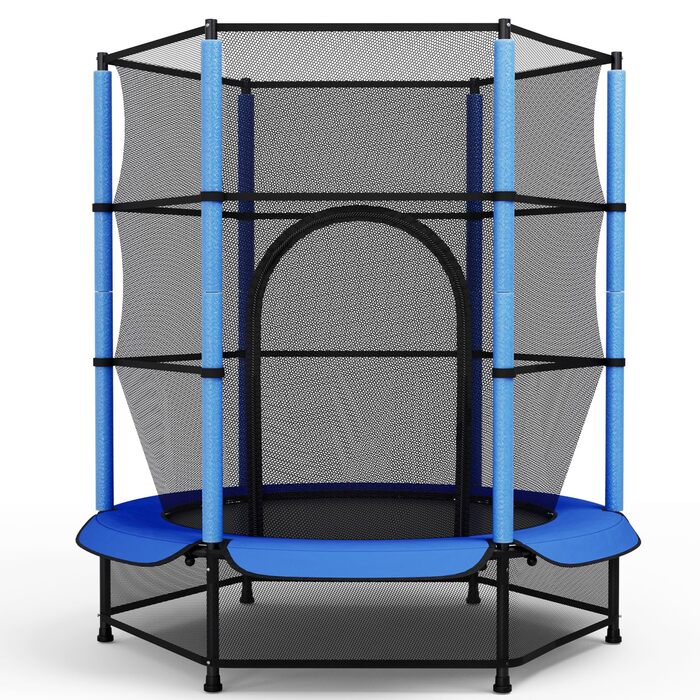 Батут для дітей LIFERUN Ø140 см з сіткою безпеки, для тренувань та розваг у саду, до 50 кг, блакитний