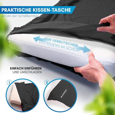 Спальний мішок NORDMUT® для подорожей: ультралегкий, з мікрофібри або бавовни, дихаючий, з кишенькою для подушки, сірий, поліестер