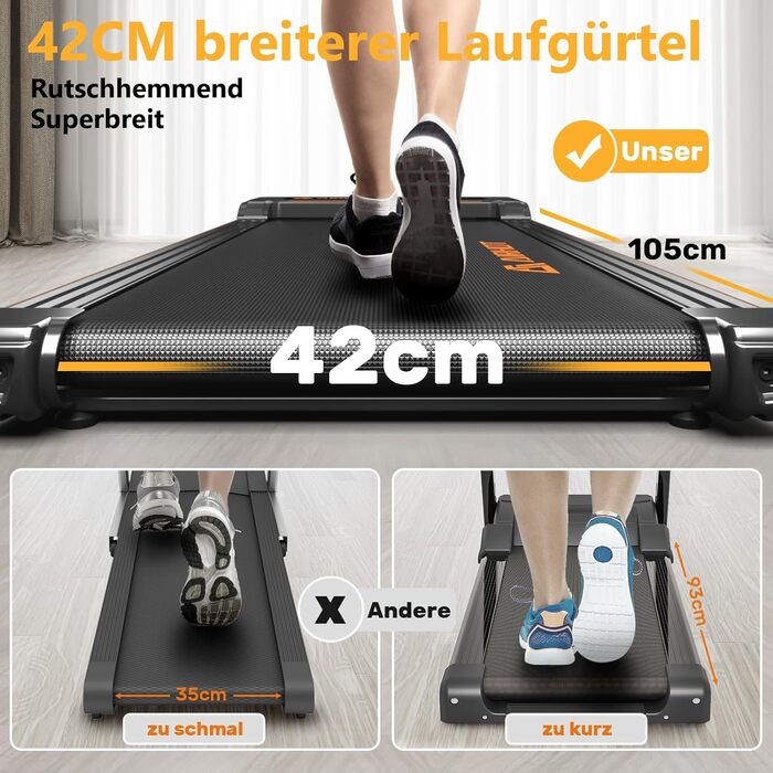 Бігова доріжка Walking Pad 2.5 к.с., тиха, під стіл, з пультом і LED-дисплеєм, портативна для дому та офісу, чорна