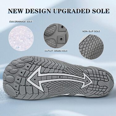 Водні черевики для плавання та серфінгу для жінок та чоловіків (43 EU, білий)