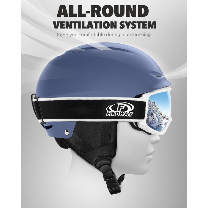 Комплект для сноуборду та лиж Findway: штани та білизна для жінок та чоловіків (L, небесно-блакитний)