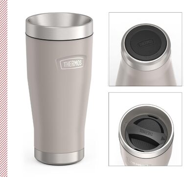 Термокружка Thermos ICON 470 мл, бежево-піщана, із нержавіючої сталі, ізольована, для кави та напоїв, зберігає тепло до 7 годин, холод до 22 годин, герметична, BPA-free, підходить для миття в посудомийній машині