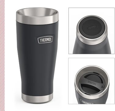 Термокружка Thermos ICON 470 мл, графітова, з нержавіючої сталі, ізотермічна, герметична, зберігає тепло 7 годин/холод 22 години, для кави, зручна для подорожей, BPA-free, можна мити в посудомийці