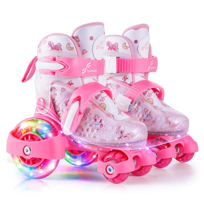 Роликові ковзани для дітей регульовані, рожеві, 24-31 розмір, для дівчаток, підходять для занять в приміщенні та на вулиці