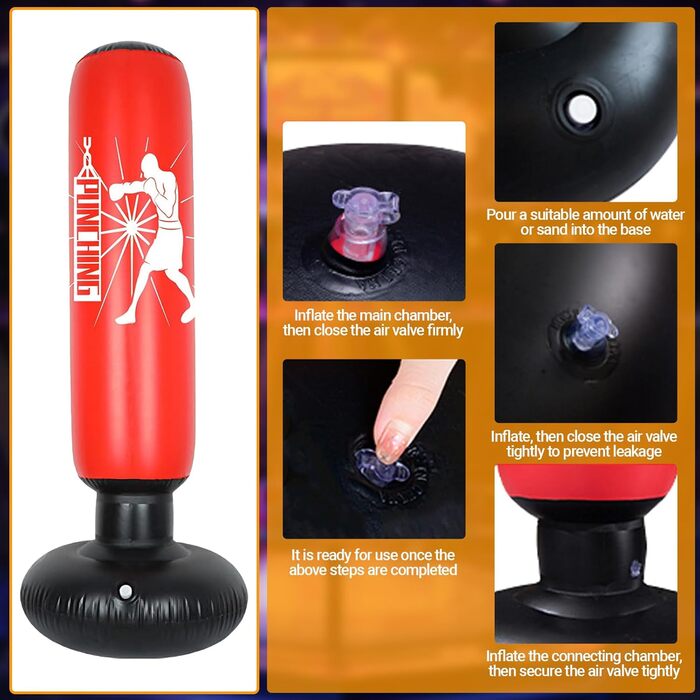 Боксерський мішок дитячий надувний 160 см для хлопчиків та дівчаток 6-12 років, стійкий, для карате, кікбоксингу, тхеквондо