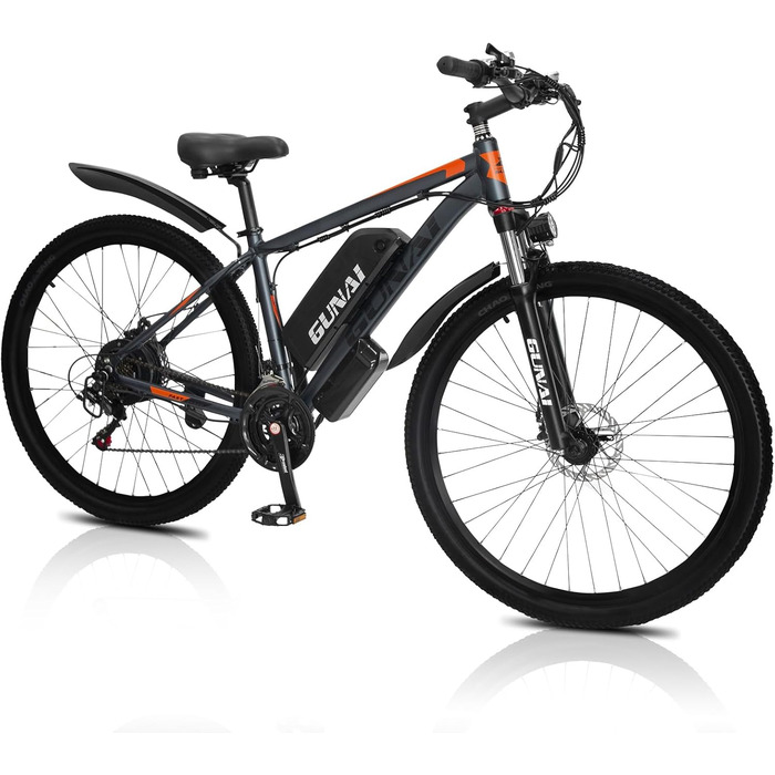 Електровелосипед GUNAI для чоловіків, гірський e-bike з ручкою газу, дисковими гальмами, дозволений для доріг