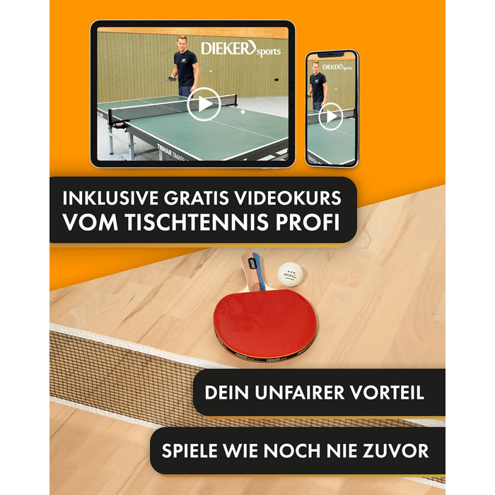 Набір для настільного тенісу DIEKER | 2 ракетки, 3 м'ячі, сумка | Для всієї родини, чорний