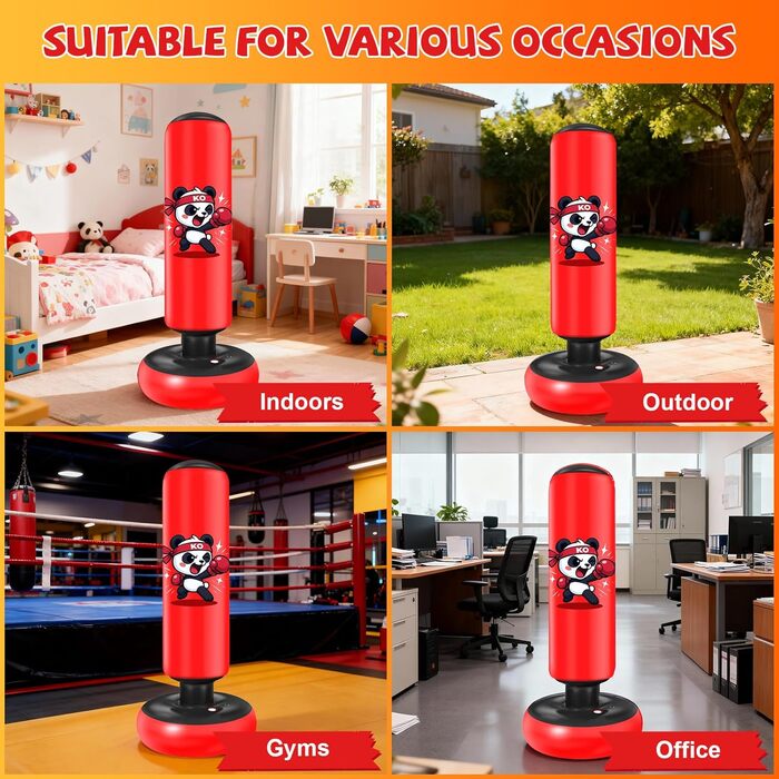 Груша боксерська дитяча Ninonly з рукавичками для боксу, карате, тхеквондо (130 см, Панда)