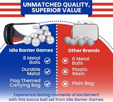 Набір для петанку Idle Banter Games, сталь, 8 куль із прапорами
