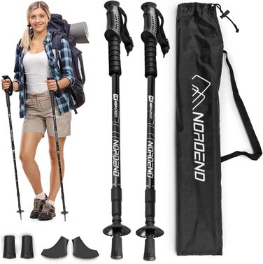 Трекінгові палиці Hop-Sport HS-0135TP для Nordic Walking з телескопічною ручкою та амортизатором (чорні)