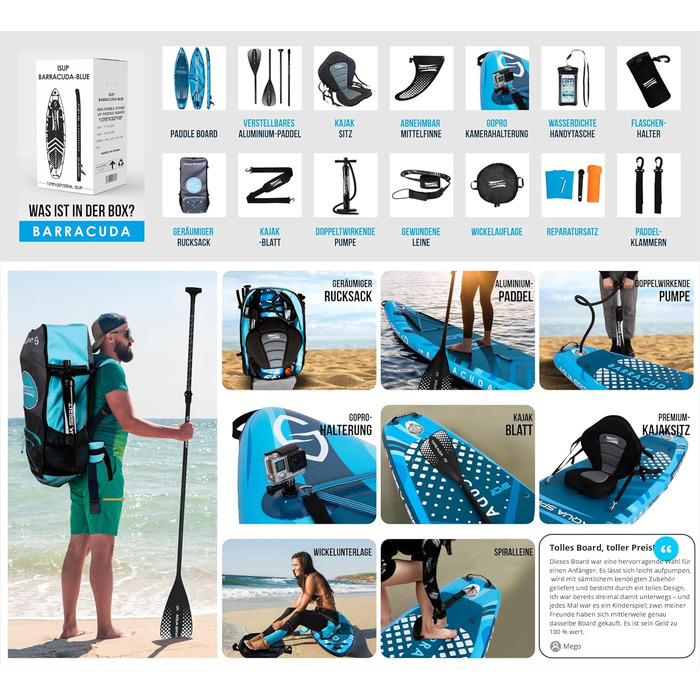 SUP дошка Aqua Spirit надувна 2024 (320x81x15 см) + каяк-кіт: весло, рюкзак, насос. Для початківців/експертів. Гарантія 2 роки