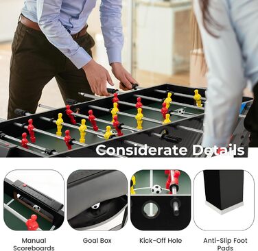 HOMASIS 4-в-1 ігровий стіл з аксесуарами: пінг-понг, хокей на повітрі, більярд, кікер. Підходить для дітей та дорослих, ідеально для барів та вечірок.