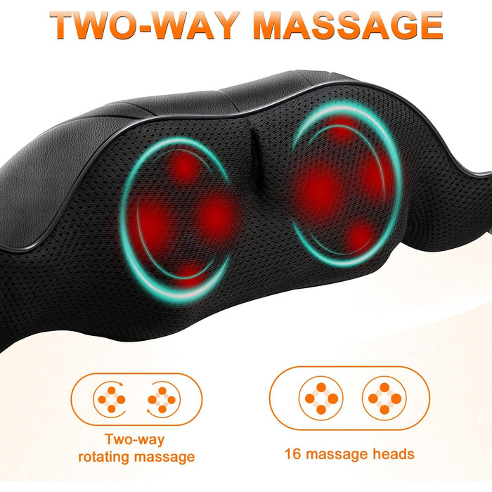 Електричний масажер для шиї та спини з підігрівом, Shiatsu 3D масаж, для тіла, ніг, подарунок