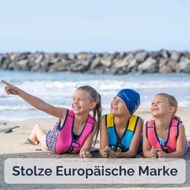 Плитка для плавання Liys Schwiweste для дітей - допоміг для плавання з регульованою плавучістю, сертифікат CE, переможець тесту на Vergleich.de, м'який неопреновий комір, безпечне та надійне виконання, з сумкою для перенесення (L, блакитний)