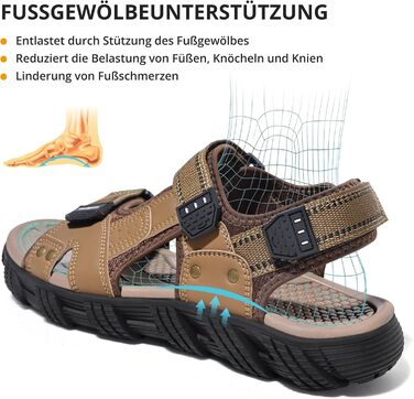 Чоловічі сандалі для активного відпочинку та туризму Khaki Leder, 47 EU - Водонепроникні шкіряні сандалі