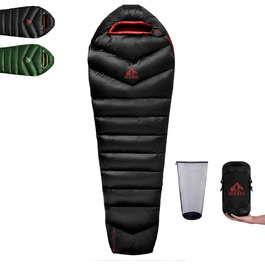 Спальний мішок BUERTS Daunen, 620FP, компактний, для дорослих та підлітків, 16°C, чорний