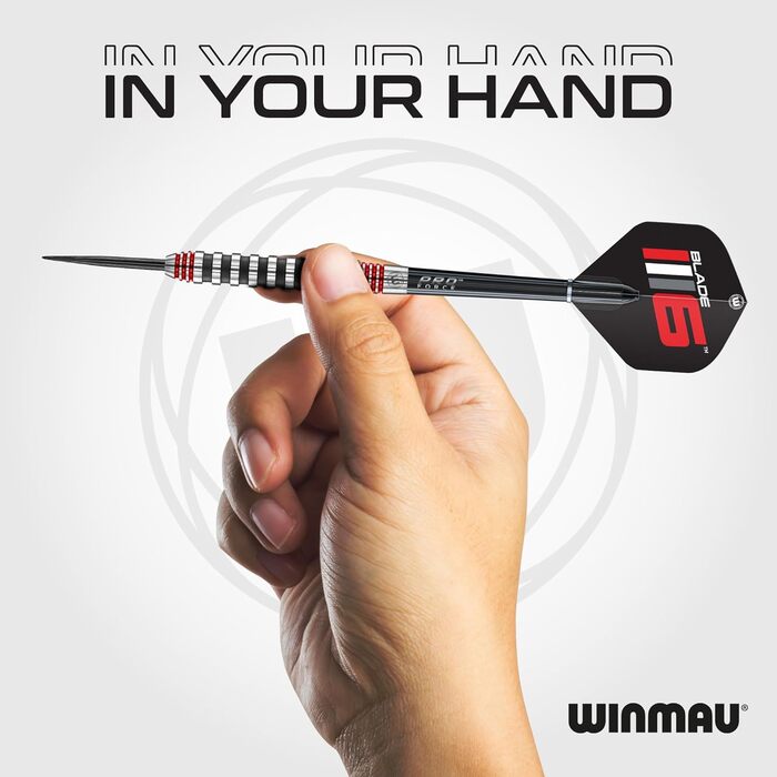 Дротики для дартсу WINMAU Advance 500 Series 24 г з червоними опереннями та стержнями