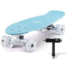 Скейтборд KMX Classic Mini Cruiser 22/27 дюймів для дітей, підлітків та дорослих. Алюмінієві осі, підшипники ABEC-9, колеса 60мм, колір Aqua Blau