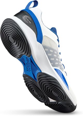 Взуття для падел-тенісу Wilson Hurakn Pro V2 для чоловіків (44 EU, X-широкий, білий, блакитний, чорний)