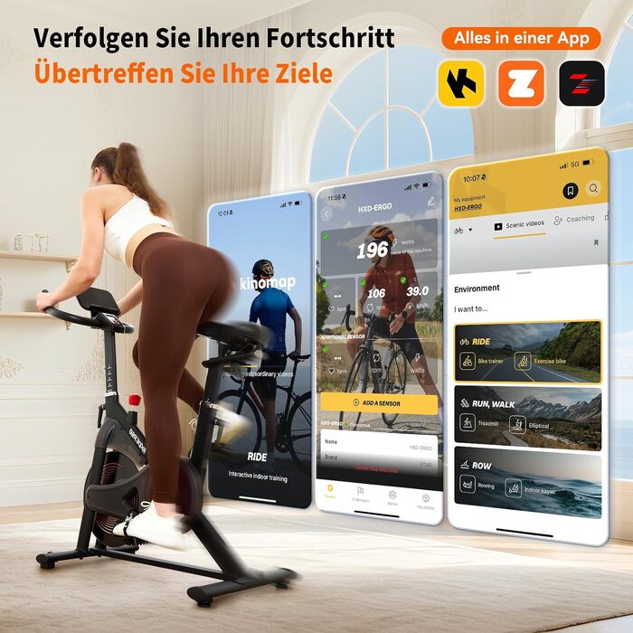 Велотренажер HXD-ERGO з регульованим магнітним опором, кардіотренування, фітнес-велосипед, 150 кг, чорний та червоний