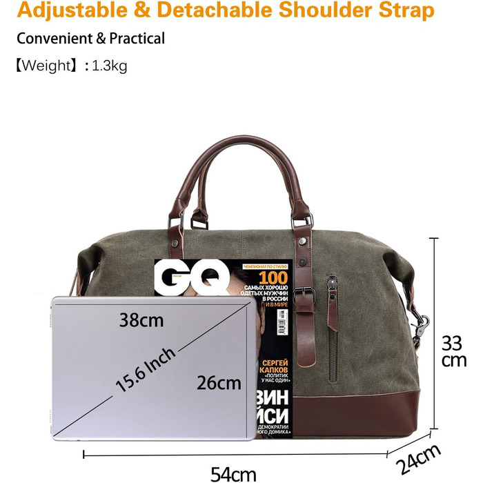 Спортивна сумка-дорожня FANDARE для подорожей та кемпінгу, багатофункціональна сумка-вікенд з канвасу, армійський зелений