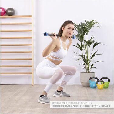 Спортивна штанга Sport-Tec 1-10 кг, гантельна, довга, стійка для зберігання, 9 кг, синя