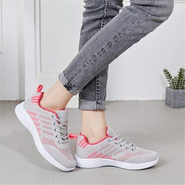 Жіночі кросівки Mesh для занять спортом, бігу та повсякденного носіння, розмір 41 EU, червоно-сірі