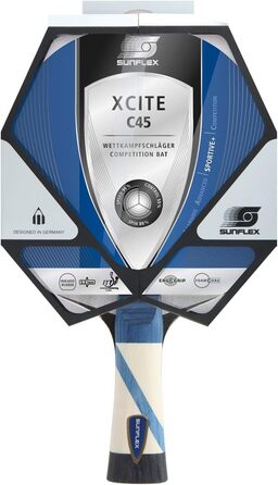 Sunflex XCITE C45 Професійна ракетка для настільного тенісу, ITTF сертифікат, багатошарова, мікродекове покриття, ергономічна ручка, точність та контроль м'яча