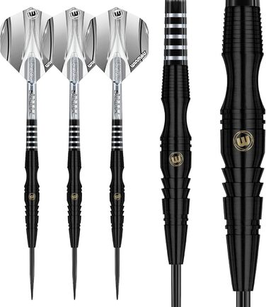 WINMAU Sniper Black професійний вольфрамовий дартс-набір з оперенням і стрижнями