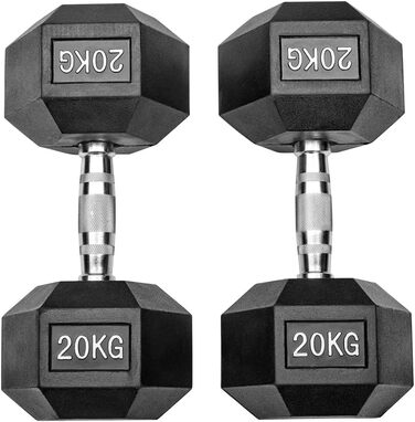 Гантелі шестигранні Studio 40 кг (2x20 кг), обгумовані, чорні