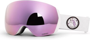 COPOZZ H2 Лижна маска OTG, гіперболічна, знімна лінза, антифог та UV-захист, для сноуборду та лиж, чорна оправа, срібна лінза, для дорослих чоловіків і жінок