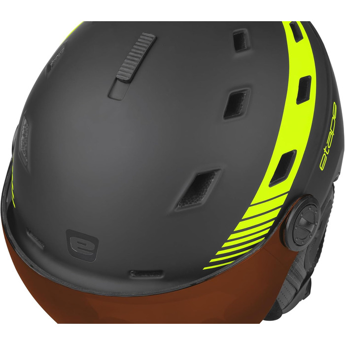 Шолом гірськолижний Etape Unisex-Adult з візором, чорний/жовтий флуоресцентний мат, 55-58