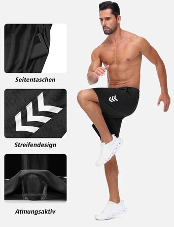 Чоловічі спортивні шорти для фітнесу та бігу Dry Fit, дихаючі тренувальні шорти, чорний/сірий/темно-синій, розмір L