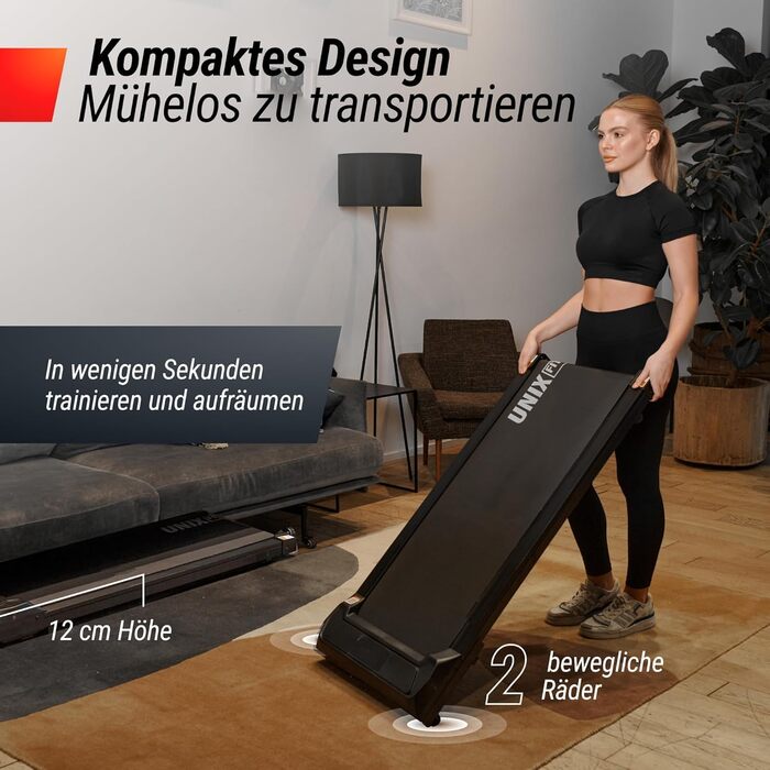 Unix Fit Smart Pad – компактний біговий килимок 2-в-1 для дому та офісу, 1-8.5 км/год, тихий мотор, цифрова панель та керування через додаток