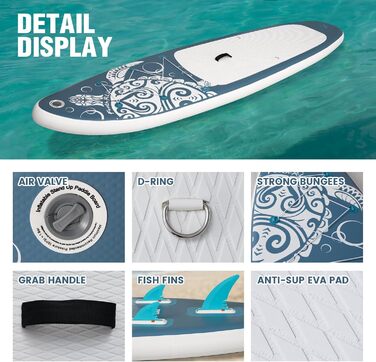 Надувний SUP-борд FEATH-R-LITE Stand Up Paddling Board: стабільний дизайн, преміум аксесуари (сірий)