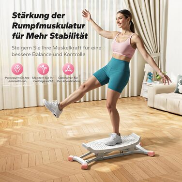 Баланс-борд MERACH для дорослих з дисплеєм, тренажер рівноваги з 2 еластичними стрічками, до 136 кг, для бокової мобільності, реабілітації та координації, для дому, білий