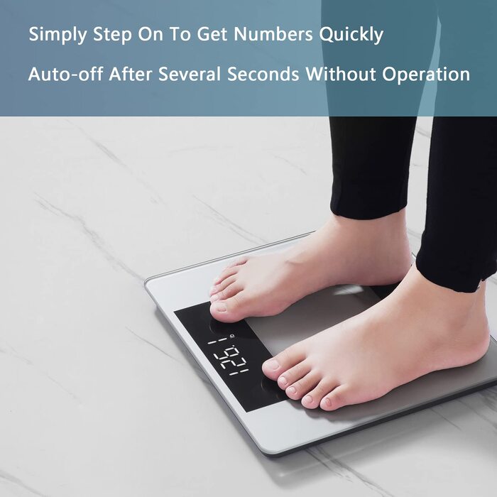 Розумні електронні ваги Vitafit з визначенням BMI та Bluetooth, смарт-ваги для контролю ваги та складу тіла з додатком, протиковзна платформа, чорний