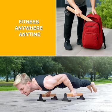 Паралелети Double Circle з дерев'яними ручками - обладнання для калістеніки. Нековзні турніки для віджимань, стійки для перевороту вперед