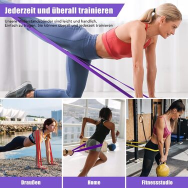 Набір еластичних стрічок для фітнесу з 4 рівнями опору, Resistance Bands Set з ручками, фіксатором для дверей, чохлом, сумкою та інструкцією. Ідеально для фітнесу, розтяжки та йоги.