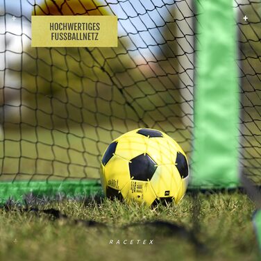 Дитячий набір з 2 футбольних воріт Racetex з посиленою склопластиковою рамою, неоново-зелені, для саду чи парку, з сумкою для транспортування